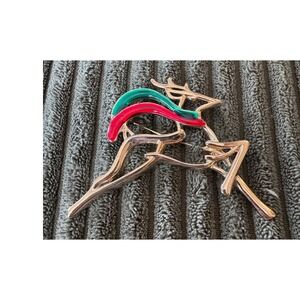 Vintage Danecraft Reindeer‎ Brooch Enamel Christmas Holiday Gold Tone